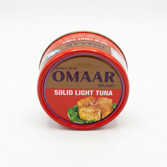 Omaar tuna can on a clean white background